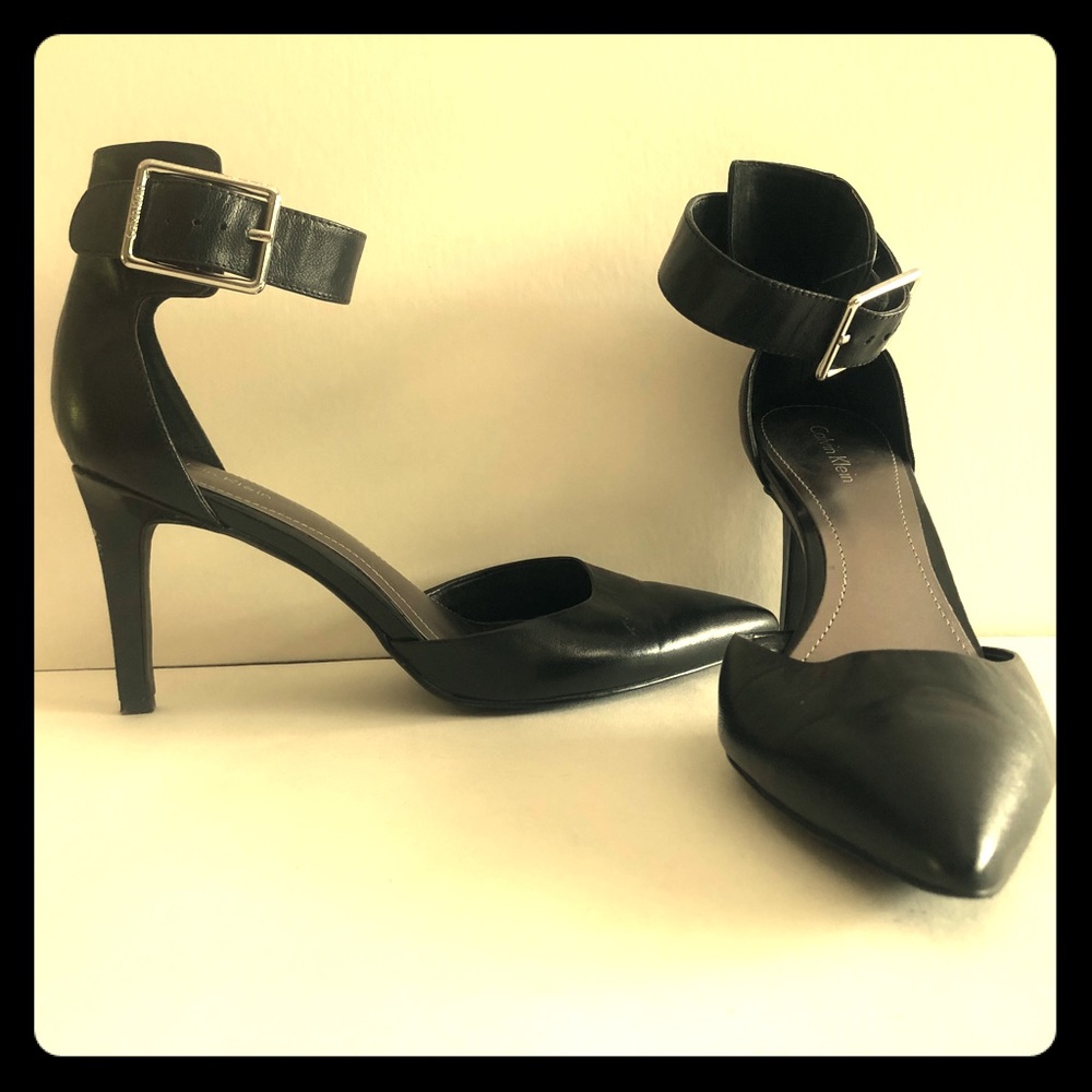 Calvin Klein Benita ankle strap black heels 8.5